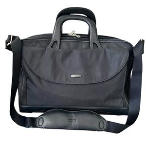 TUMI Laptop Bag Briefcase Black Leather Ballistic Nylon Travel Bag With Pouch